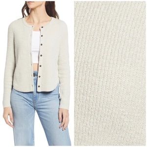 Madewell Halstead Cardigan Sweater Top NF382 Oatmeal Neutral Cream Cotton Ribbed